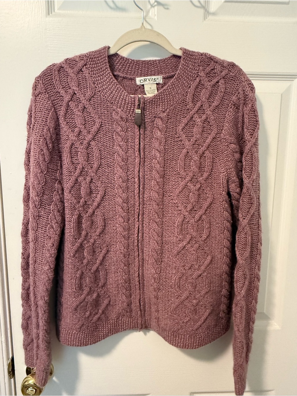 Orvis Women's Cable-Knit Zip Cardigan - Mauve